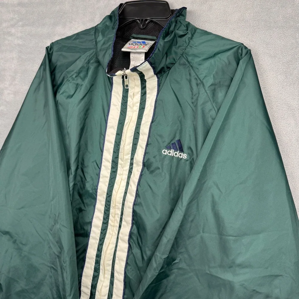 Vintage Adidas Track Jacket Green Men Large Lightweight Sportswear Y2K - Picture 1 of 9